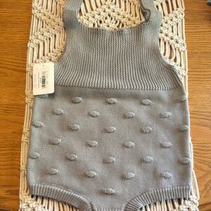 NWT Boutique Gray‎ cotton Knit Baby bubble Romper